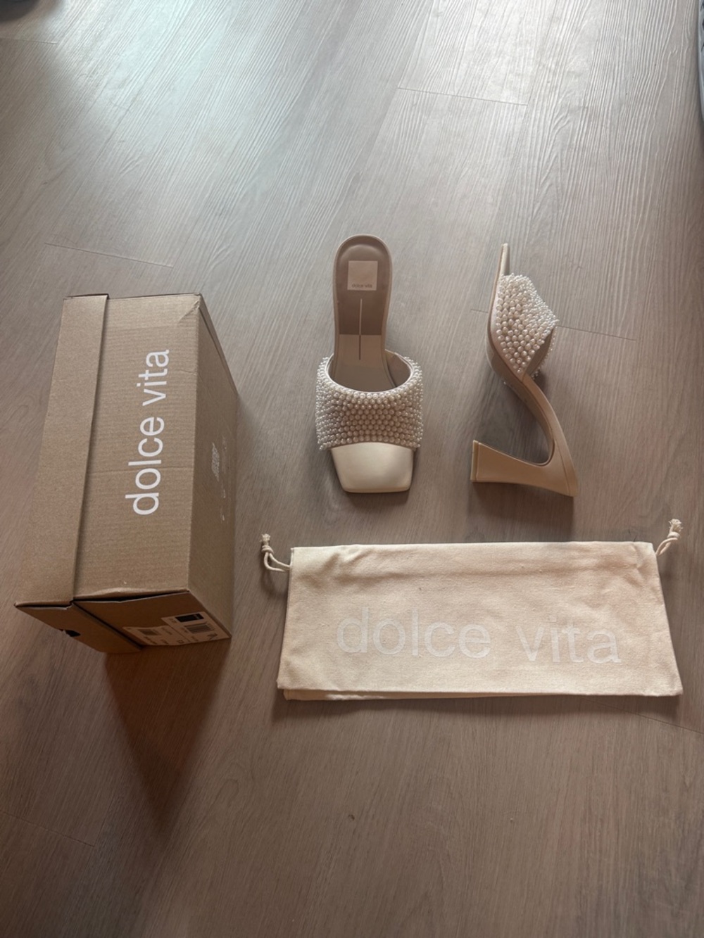 Dolce Vita Nandy Pearl Vanilla Bridal Heel - Faux Pearl Stral Mule - Sz 10.5 NIB - Picture 3 of 4